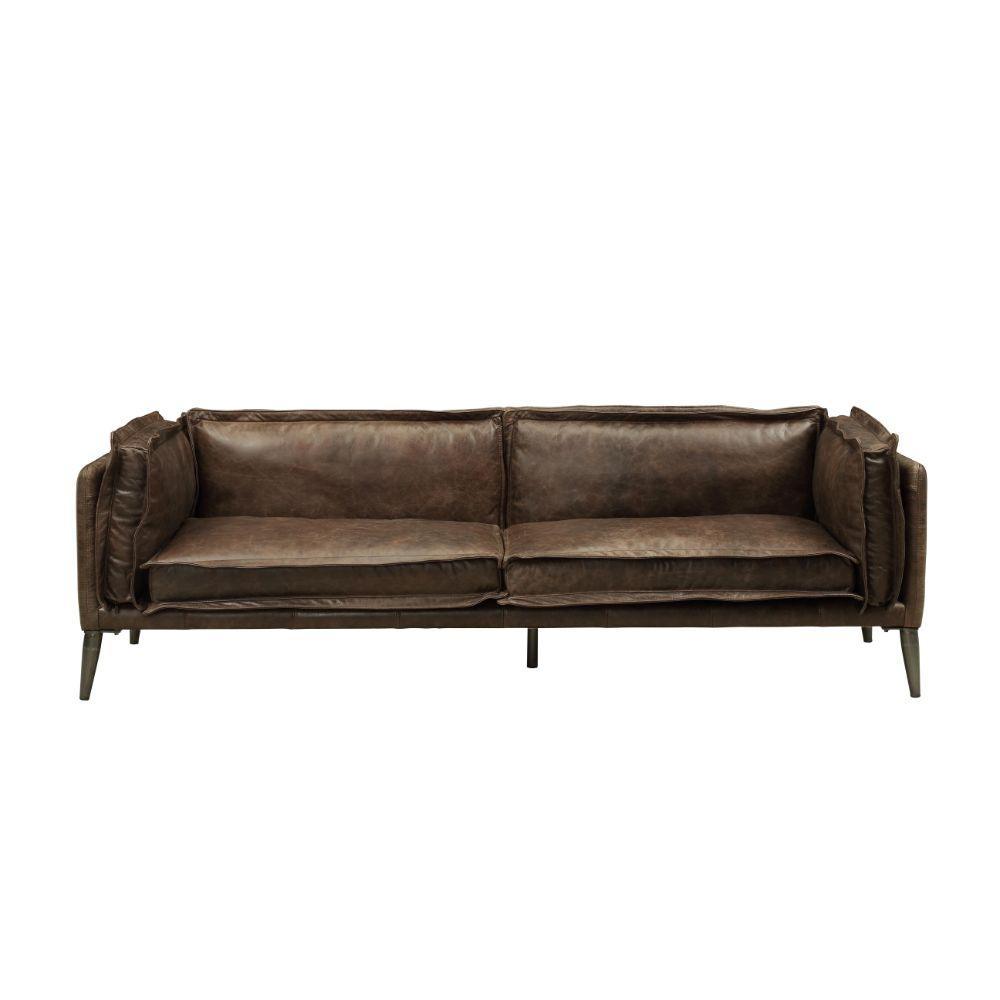 ACME Porchester Sofa, Distress Chocolate Top Grain Leather