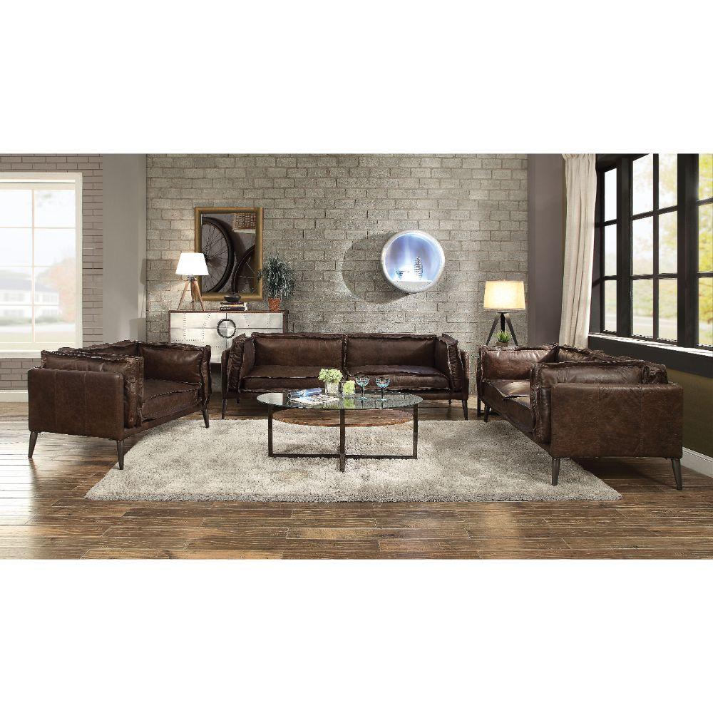 ACME Porchester Sofa, Distress Chocolate Top Grain Leather