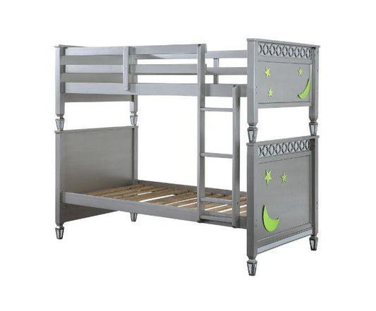 ACME Powell Twin/Twin Bunk Bed, Silver Finish