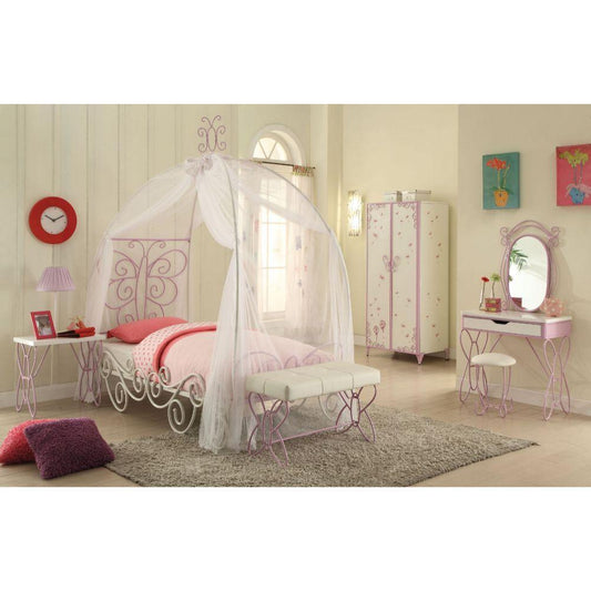 ACME Priya II Full Bed w/Canopy, White & Light Purple