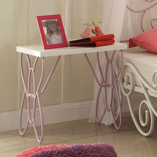 ACME Priya II Nightstand, White & Light Purple