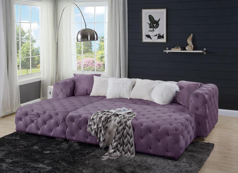 ACME Qokmis Sectional - Ottoman,  Purple Velvet