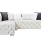 ACME Qokmis Sectional Sofa w/6 Pillows, Beige Velvet