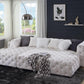 ACME Qokmis Sectional Sofa w/6 Pillows, Beige Velvet