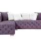 ACME Qokmis Sectional Sofa w/6 Pillows,  Purple Velvet