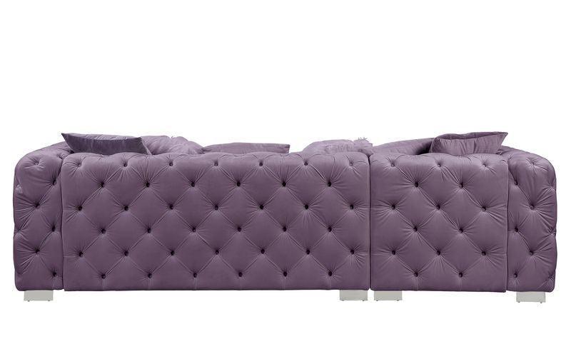 ACME Qokmis Sectional Sofa w/6 Pillows,  Purple Velvet