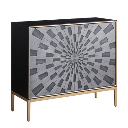 ACME Quilla Console Table, Black, Gray & Brass Finish