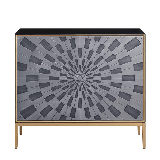 ACME Quilla Console Table, Black, Gray & Brass Finish