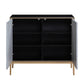 ACME Quilla Console Table, Black, Gray & Brass Finish