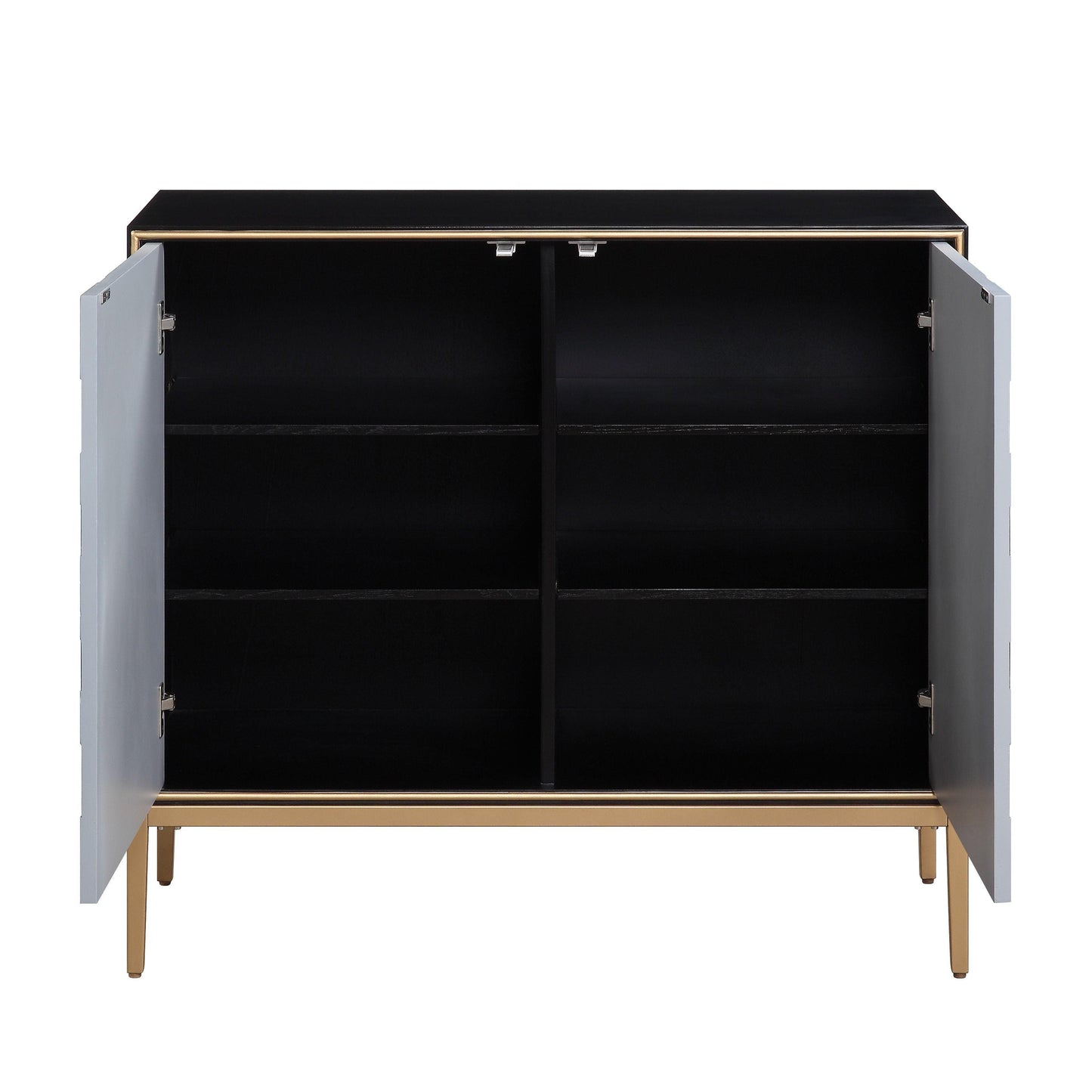 ACME Quilla Console Table, Black, Gray & Brass Finish