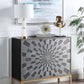 ACME Quilla Console Table, Black, Gray & Brass Finish