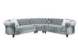 ACME Qulan Sectional Sofa w/2 Pillows, Light Blue Velvet