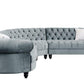 ACME Qulan Sectional Sofa w/2 Pillows, Light Blue Velvet