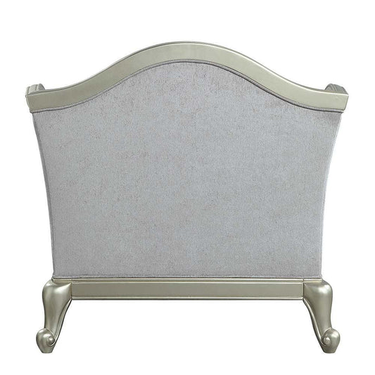 ACME Qunsia Chair w/2 Pillows, Light Gray Linen & Champagne Finish