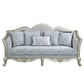 ACME Qunsia Sofa w/5 Pillows, Light Gray Linen & Champagne Finish