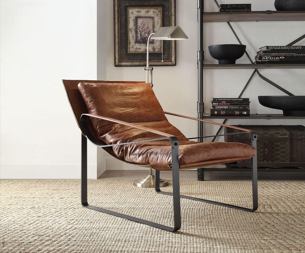 ACME Quoba Accent Chair, Cocoa Top Grain Leather