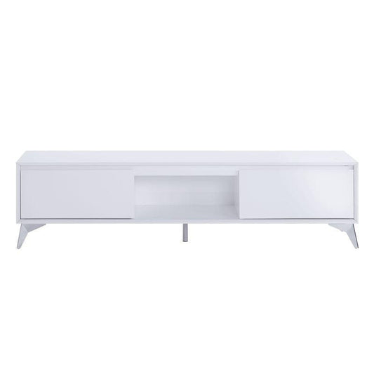 ACME Raceloma TV stand , LED, White & Chrome Finish