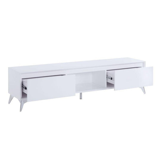 ACME Raceloma TV stand , LED, White & Chrome Finish