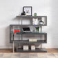 ACME Raceloma Writing Desk w/Shelf, Clear Glass, Chrome & Gray High Gloss Finish