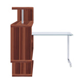 ACME Raceloma Writing Desk w/Shelf, Clear Glass, Chrome & Walnut High Gloss Finish