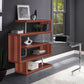 ACME Raceloma Writing Desk w/Shelf, Clear Glass, Chrome & Walnut High Gloss Finish