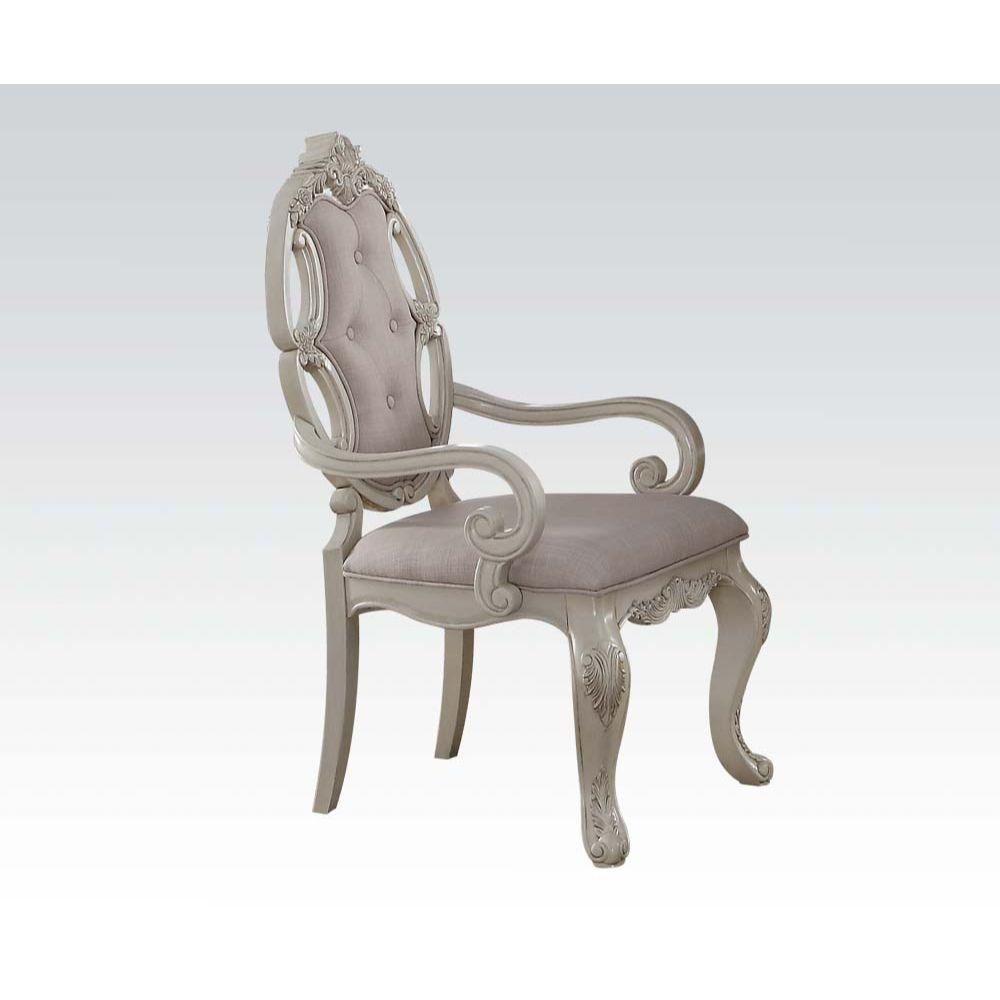 ACME Ragenardus Arm Chair (Set-2), Fabric & Antique White