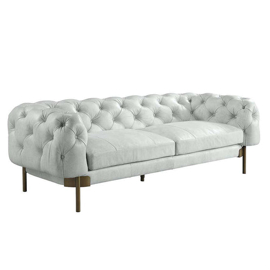 ACME Ragle Sofa, Vintage White Top Grain Leather