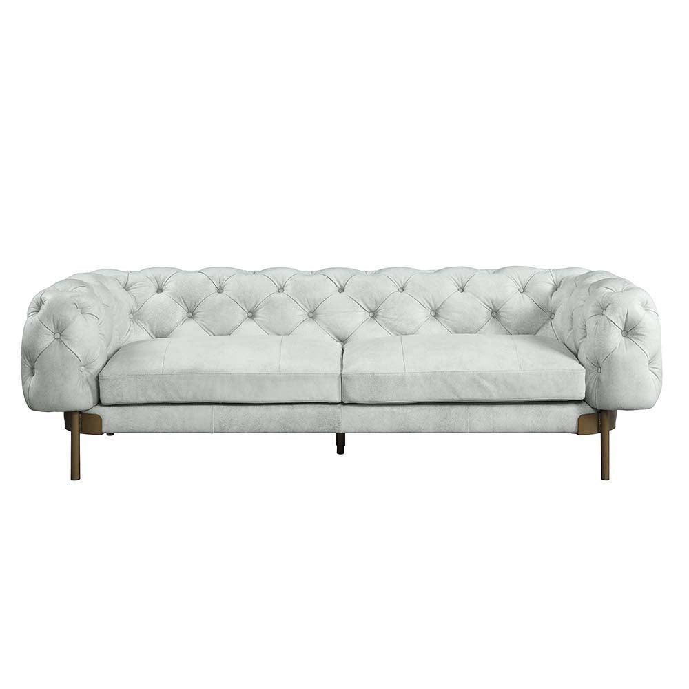 ACME Ragle Sofa, Vintage White Top Grain Leather