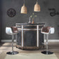 ACME Rahma Bar Table, Antique Ebony Top Grain Leather & Aluminum