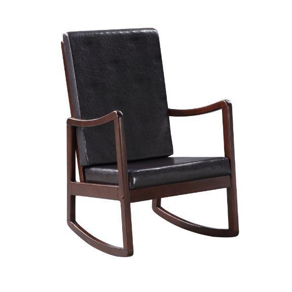 ACME Raina Rocking Chair, Dark Brown PU & Espresso Finish