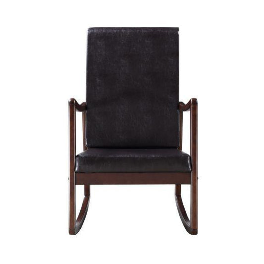 ACME Raina Rocking Chair, Dark Brown PU & Espresso Finish