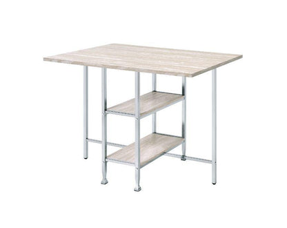 ACME Raine Counter High Table, Antique White & Chrome Finish