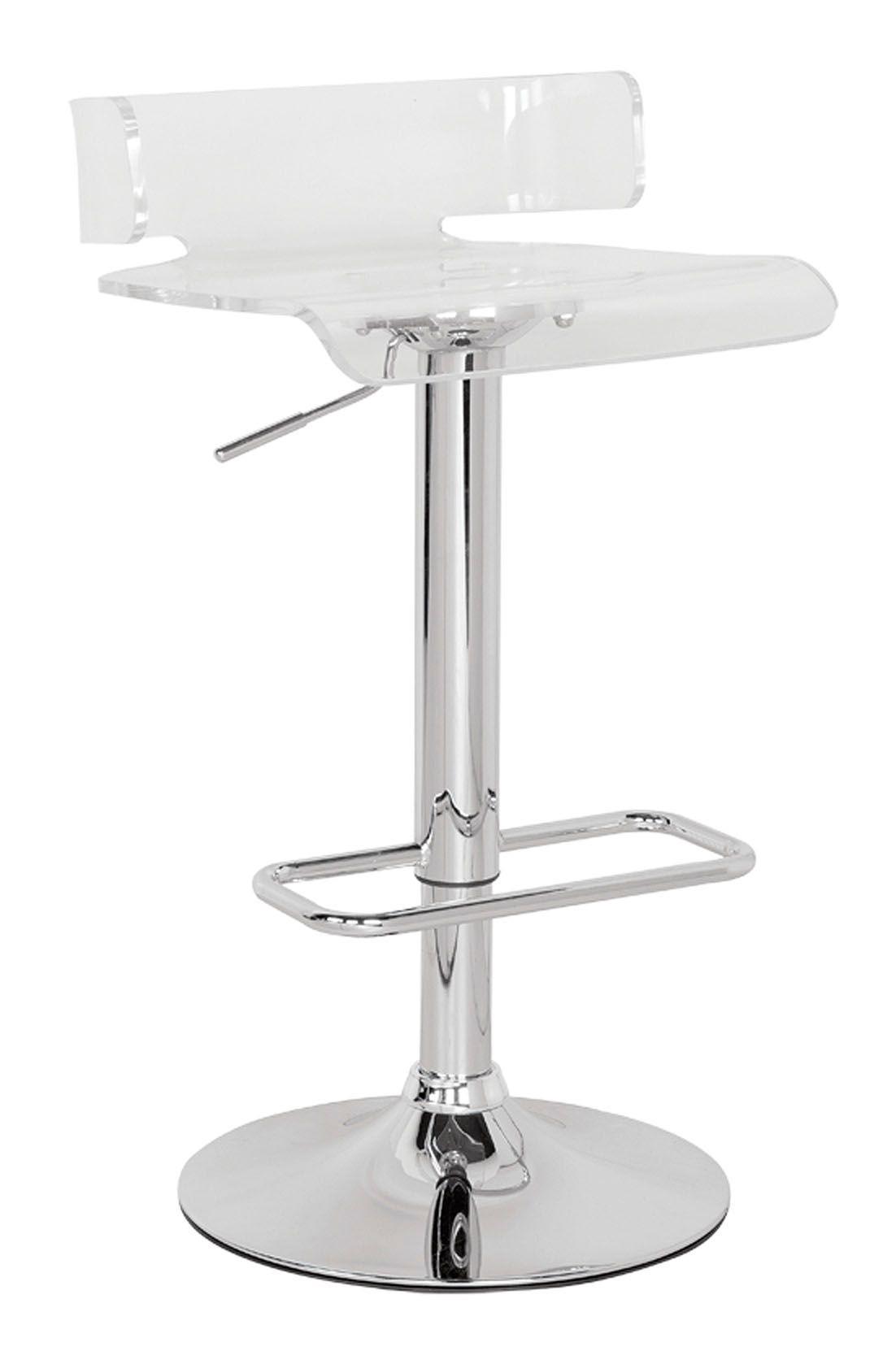 ACME Rania Adjustable Stool w/Swivel, Clear & Chrome, 22"~31" Seat Height