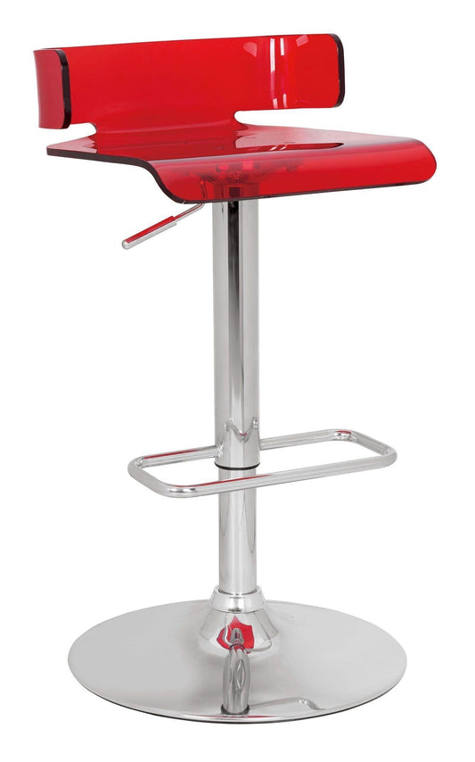 ACME Rania Adjustable Stool w/Swivel, Red & Chrome, 22"~31" Seat Height