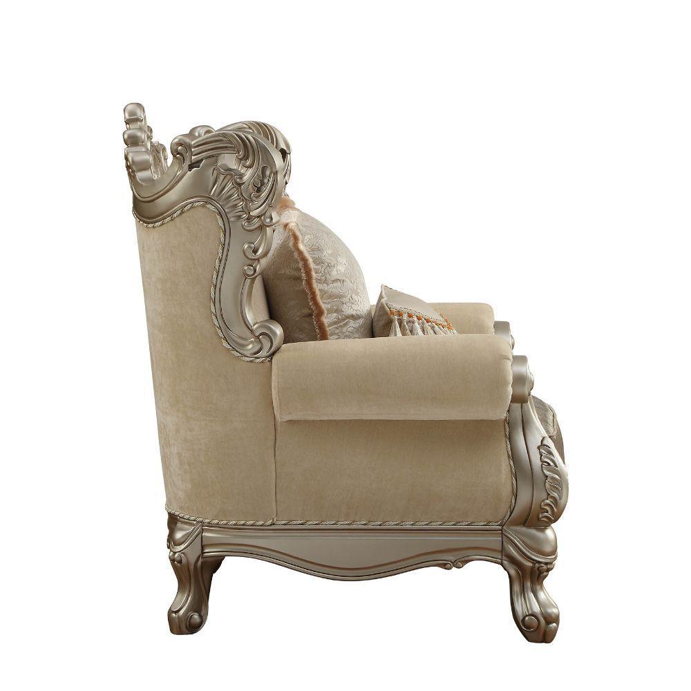 ACME Ranita Chair w/2 Pillows, Fabric & Champagne  51042