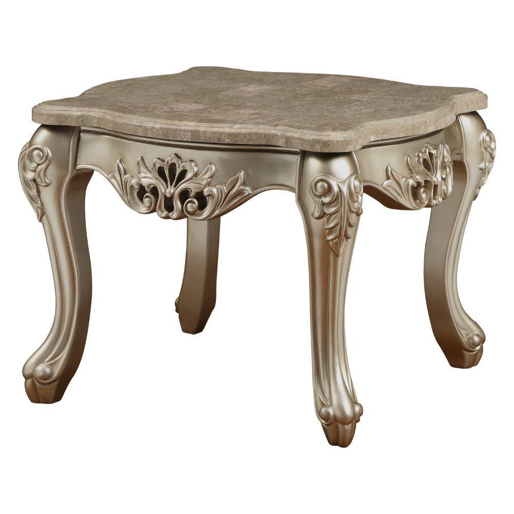 ACME Ranita End Table, Marble & Champagne