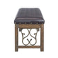 ACME Raphaela Bench, Black PU & Weathered Cherry Finish