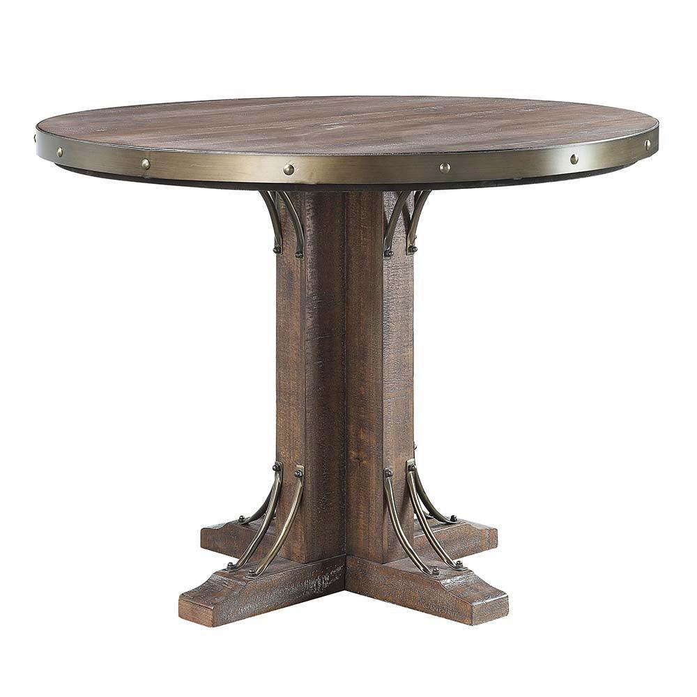 ACME Raphaela Counter Height Table, Weathered Cherry Finish