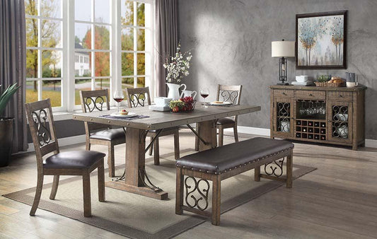 ACME Raphaela Dining Table, Weathered Cherry Finish