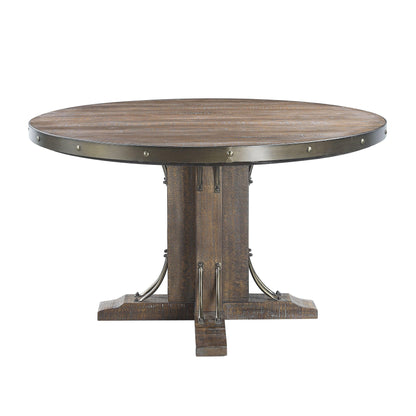 ACME Raphaela Round Dining Table, Weathered Cherry Finish