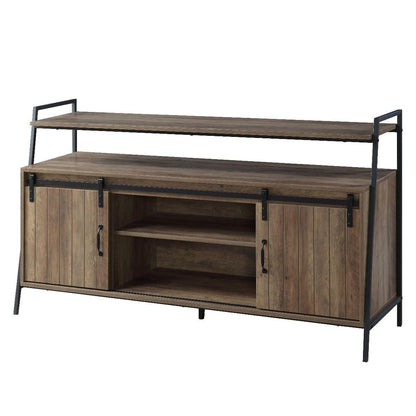 ACME Rashawn TV Stand , Rustic Oak & Black Finish