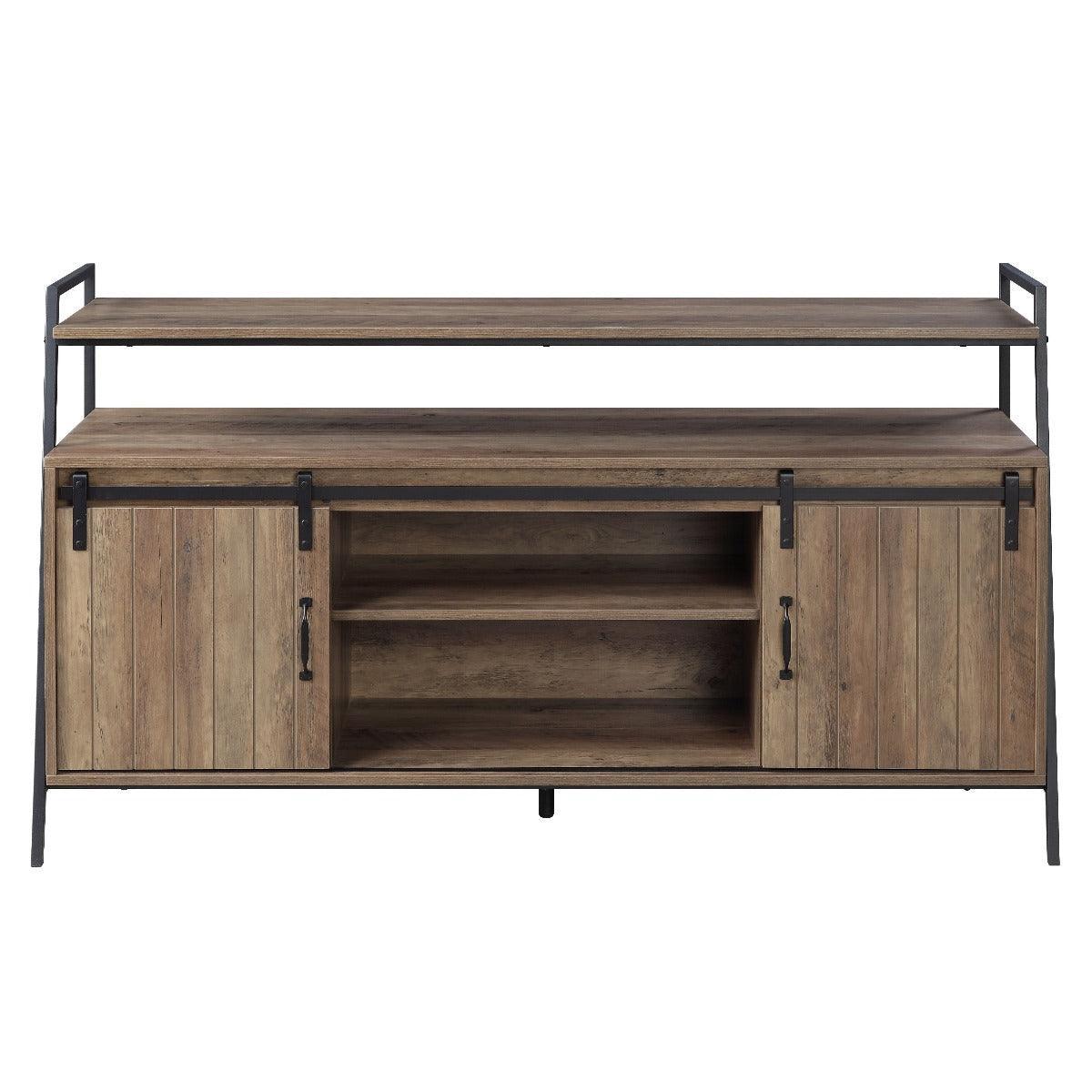 ACME Rashawn TV Stand , Rustic Oak & Black Finish