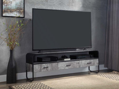 ACME Raziela TV Stand,Concrete Gray & Black Finish