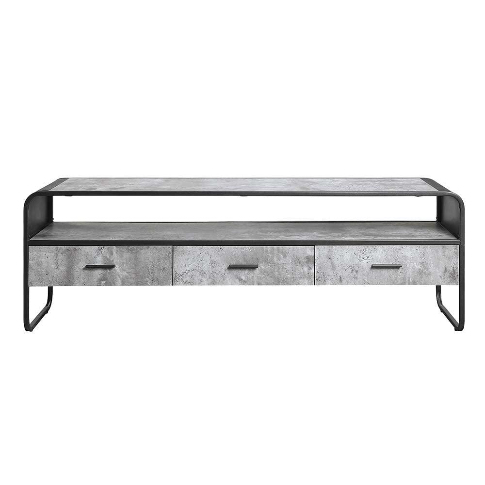 ACME Raziela TV Stand,Concrete Gray & Black Finish