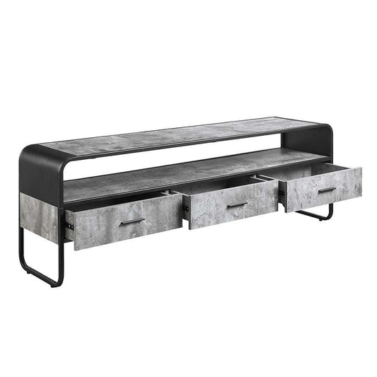 ACME Raziela TV Stand,Concrete Gray & Black Finish