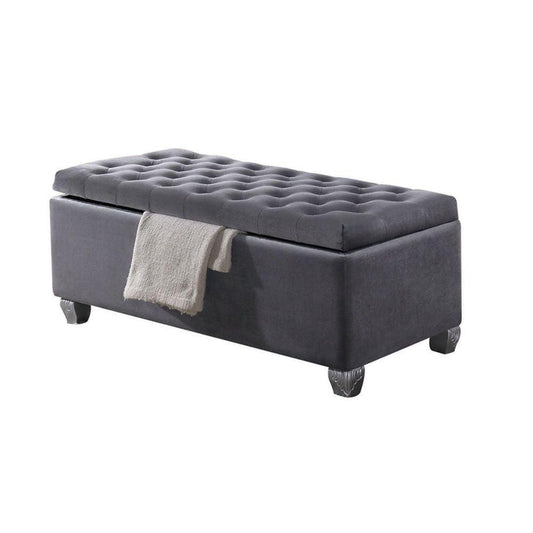 ACME Rebekah Bench w/Storage, Gray Fabric