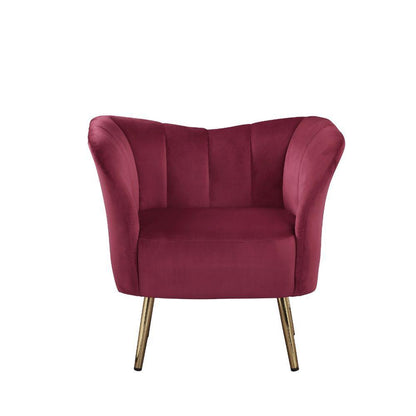 ACME Reese Accent Chair, Burgundy Velvet & Gold