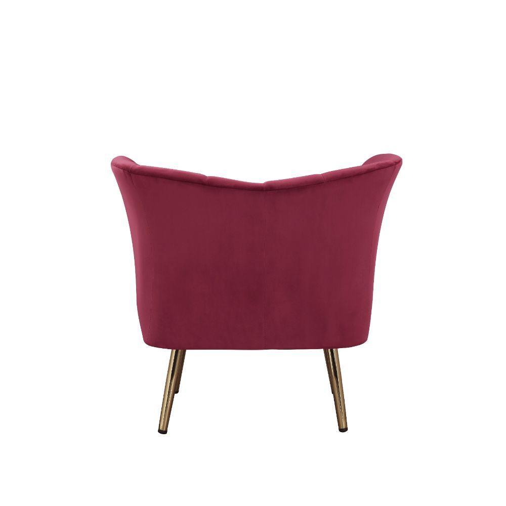 ACME Reese Accent Chair, Burgundy Velvet & Gold