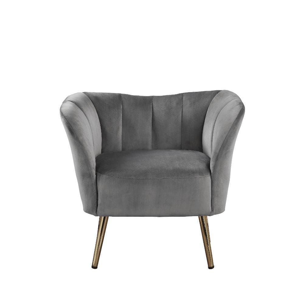 ACME Reese Accent Chair, Gray Velvet & Gold