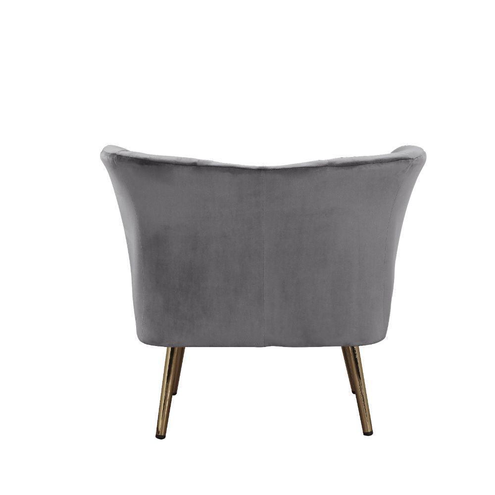 ACME Reese Accent Chair, Gray Velvet & Gold